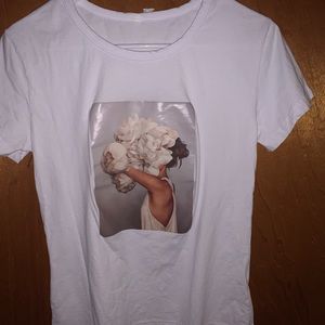 White graphic tee